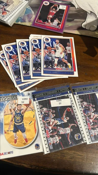 Stephen Curry 10 card lot, 7 base, 2 light camera, and 1 sky view insert