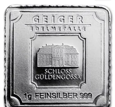 1 Gram Geiger 999 Silver Bar with Security Hologram Mint