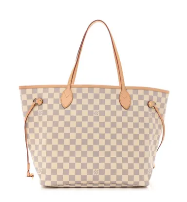 LOUIS VUITTON Damier Azur Neverfull MM - Beige