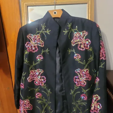 black beaded sequin blazer