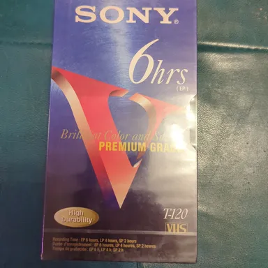 Sony Premium Grade T-120 Blank VHS Tape Brand New Sealed