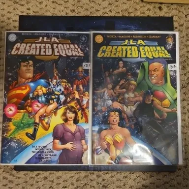 DC COMICS 2000 JLA: CREATED EQUAL #1-2 CONNECTING COVER SET