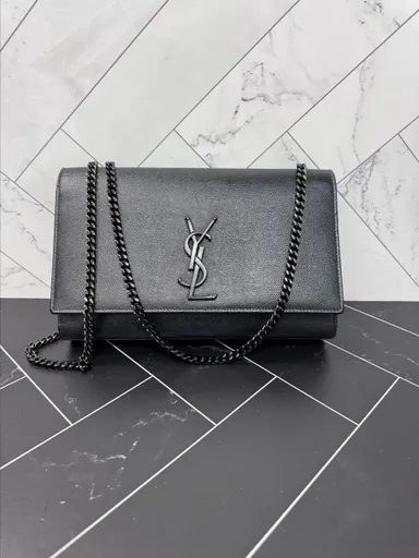 YSL Black Leather Kate Chain Crossbody Bag