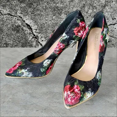 BCBGENERATION Flowered Black Heels