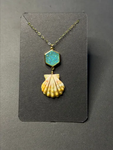 Hawaiian Sunrise Shell Druzy Quartz Necklace
