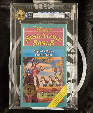 *GRADED IGS BETAMAX 8.5/7.5* Disney Sing Along Songs Zip-A-Dee-Doo-Dah 1986 First Print