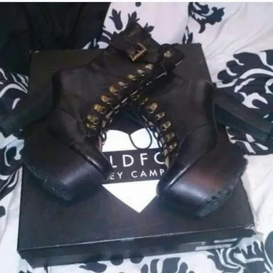 VINTAGE RARE HTF WILDFOX COUTURE X JEFFREY CAMPBELL SRGNT.PEPPER BOOTS AS SEEN ON MANY CELEBRITIES