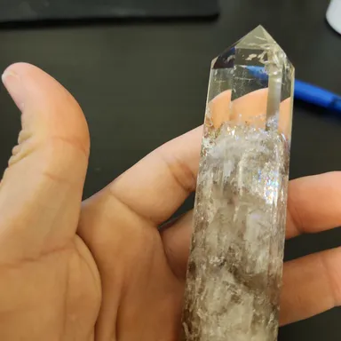 Clear and crackle quartz tower