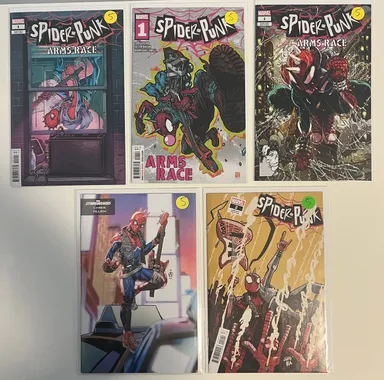 Lot of 5 Marvel Spider-Punk Books and Variants: Arms Race 1 Plus Two Variants, Stormbreakers, and More
