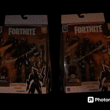 Lot of two figures  Fortnight Sentinel(Dark) 8 piece set by Epic Games  Sales lot of. 2 Sets