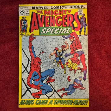 Avengers Annual #5 ~ 1972 ~ 6.0-6.5 Cond ~ Along Came a Spider ~ Jack Kirby & Steve Ditko Cover Art
