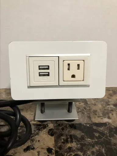 Byrne Desk Clamp Power Strip 1 AC Outlet, 2 USB Lighting Charging Ports.