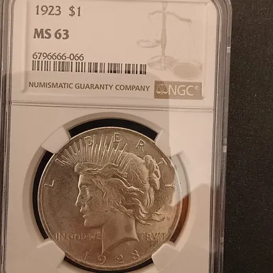 1923-P Silver Peace Dollar NGC MS63