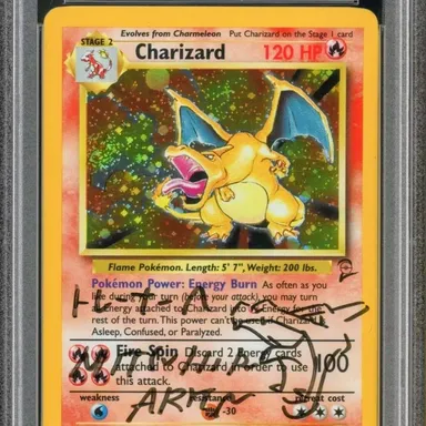 POP 1 OF 1 IN THE WORLD! BASE SET 2 CHARIZARD AUTOGRAPHED&SKETCHED BY THE MAN HIMSELF!