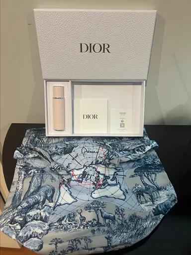 Dior Around The World Pouch & Miss Dior Blooming Bouquet EDT Travel Spray Refillable (10ML).