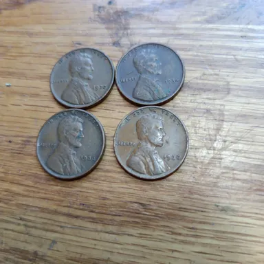 4 - 30s Wheat Cents