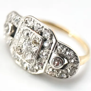 XVR2 Art Deco Diamond Set in Platinum 14k Gold Ring