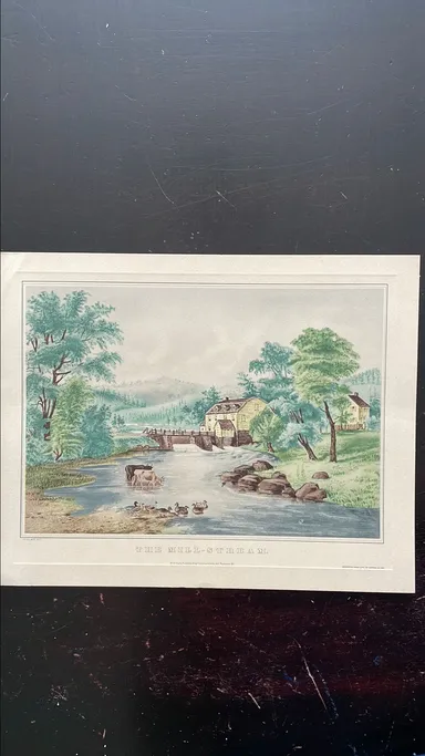 Vintage Currier & Ives The Mill-Stream Lithograph Reprint 10.5”x8.5” FF Palmer