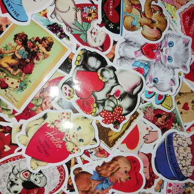 1 lot of 10 Random Vintage Style Valentines Stickers