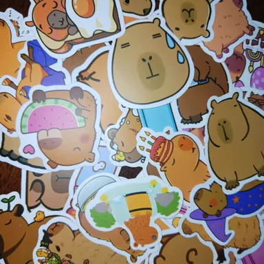 1 lot of 10 Random Capybara Stickersm