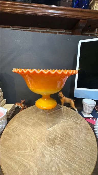54 bittersweet large pedestal crimped bowl