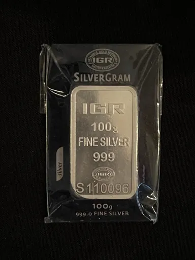 100 Gram - IGR Carded Silver Bar .999