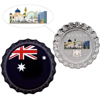 2021 Chad 6 gram World Landmarks - Australia Bottle Cap Proof Silver Coin (In Cap)