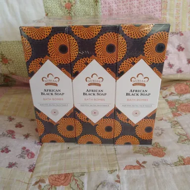 Nubian heritage African black soap bath bombs 3 pack