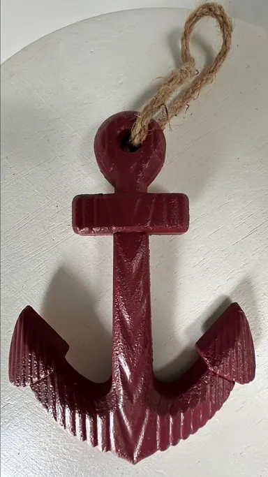 Red anchor ornament wall hanging 6.5” x 4.5”