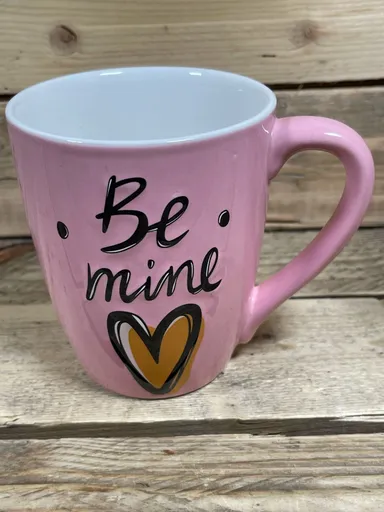 Be Mine Heart Mug Pink Gold Valentine’s Day Love Gift Large Ceramic Coffee Cup