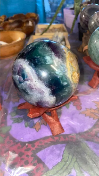 Crystal Rainbow Fluorite Sphere