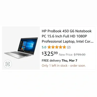 Hp Probook 450 G6 15.6" Laptop