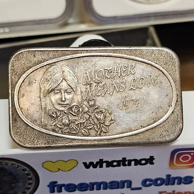 1974 silver art bar "Mother means love"