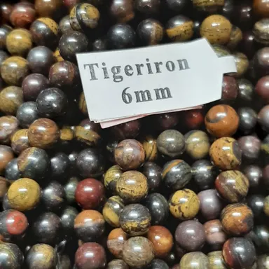 6mm Tigeriron Round Beads 15 - 16" Strand