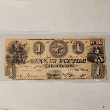 1864 $1 Pontiac Michigan - Obselete note