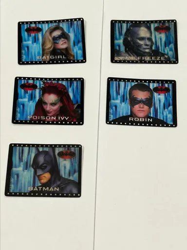 PROMO CARD SET: BATMAN & ROBIN (1997 MOVIE) 5 MINI-CELS from DORITOS FRITO-LAY