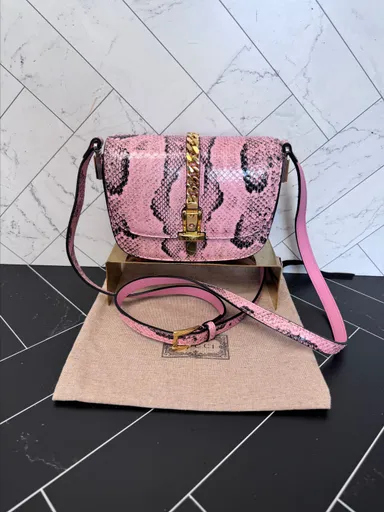 LIKE NEW- Gucci 1969 Pink Python Sylvie Mini Bag