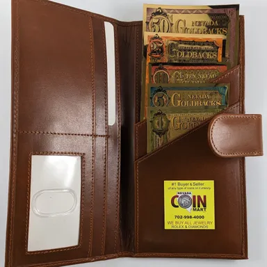GOLDBACK LEATHER WALLET (BROWN) with 1x each $1,$5,$10,$25,$50