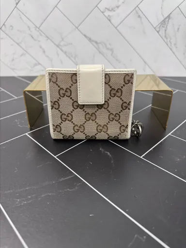 Gucci Tan GG Canvas Compact Wallet
