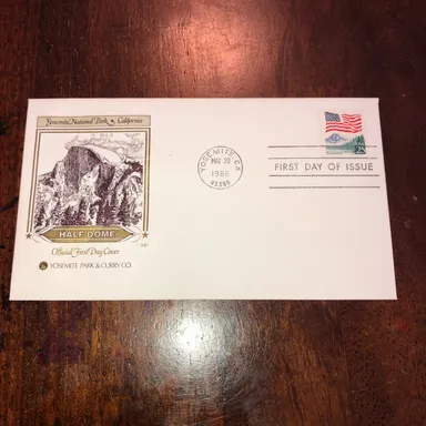 Yosemite National Park Half Dome First Day Cover issue May 1988 25c Flag Stamp