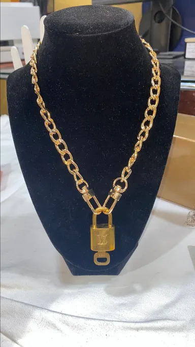 Louis Vuitton Lock and Key Lucky 333 on 16 gold tone chain Vintage