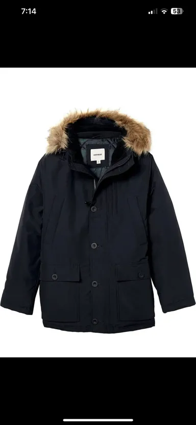 Goodthreads Men's Down Filled Hooded Parka SMALL SIZE 150$ Retail