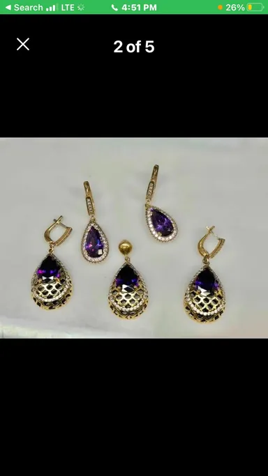 This set comes with one pendant and two pair of earrings. Misa Designer, signed. Sterling 925 with a