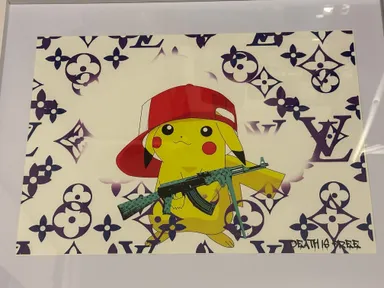 Death NYC Pikachu Pokémon Ak-47 Louis Vuitton /100 With Cert Framed Art Print