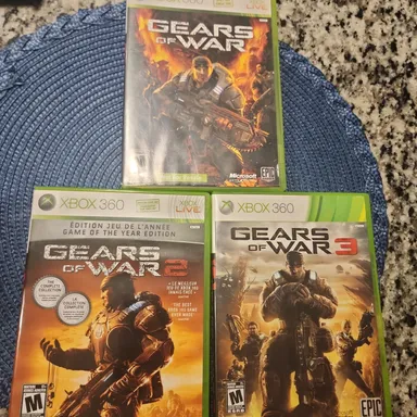 3 Games lot: Gears of War 1 2 3. Xbox 360. CIB