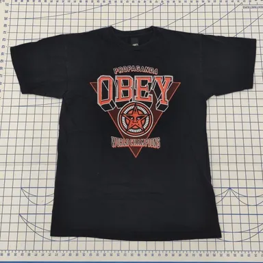 Obey Propaganda Championship Short Sleeve Shirt M Black/Red
