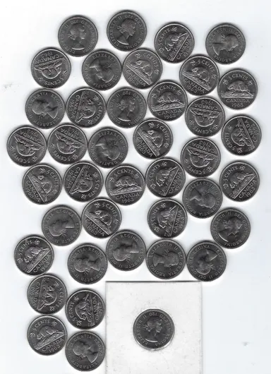 Mint Set of 40+ Canada 1963 5 Cents Queen Elizabeth, Estimated Value $80 + Gift N1D