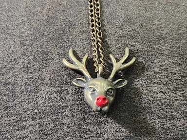 Bronze Rudolph The Red Nosed Reindeer Necklace
