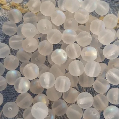 6mm Clear Frosted AB Czech Glass Beads (50)