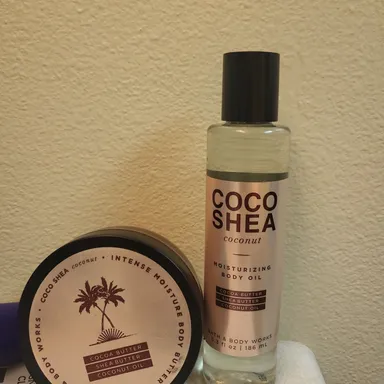 New Bath & Body Works Coconut Coco Shea Body Butter 8oz & Body Oil 6.3oz-RARE